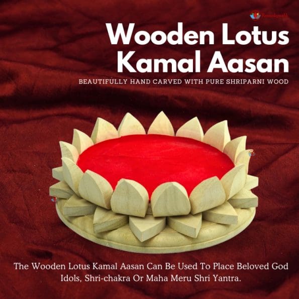 Wooden Lotus Kamal Aasan-Where god Resides, Made Of Shri-Parni Wood For Keeping Maha Meru Shri Yantra