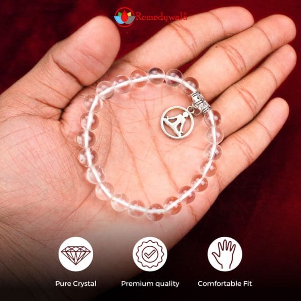 Clear Quartz Sphatik Crystal Bracelet With Charm