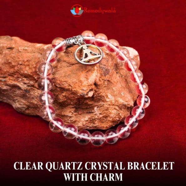 Clear Quartz Sphatik Crystal Bracelet With Charm