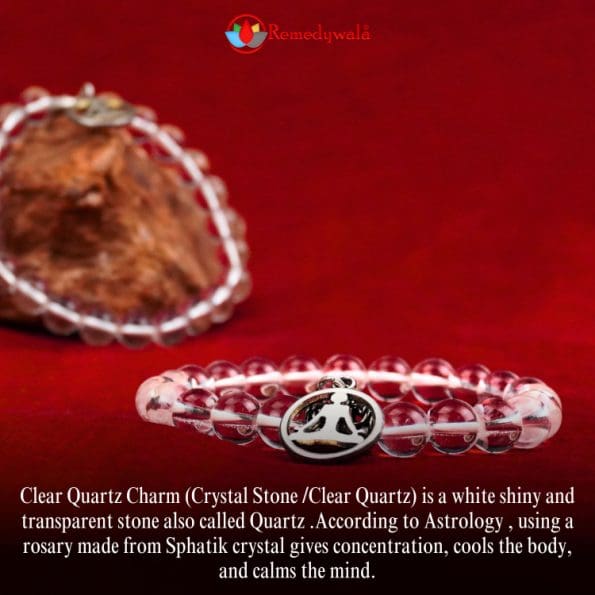 Clear Quartz Sphatik Crystal Bracelet With Charm