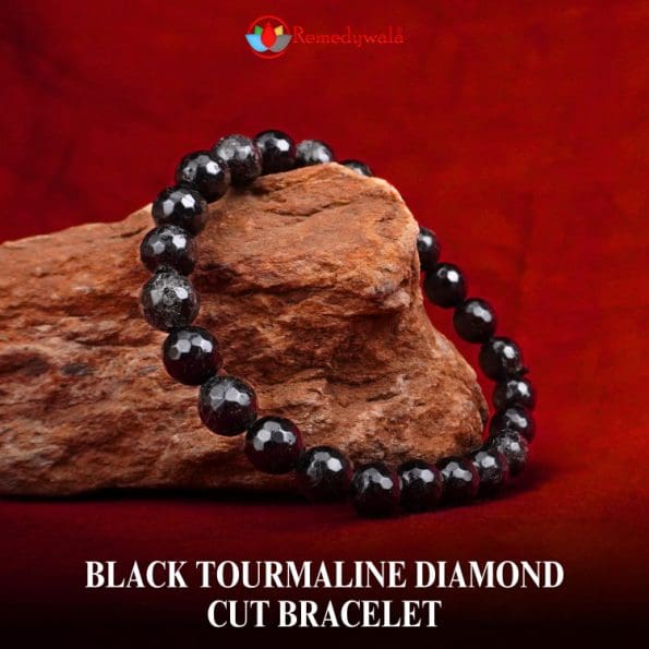 Black Tourmaline Diamond Cut Bracelet