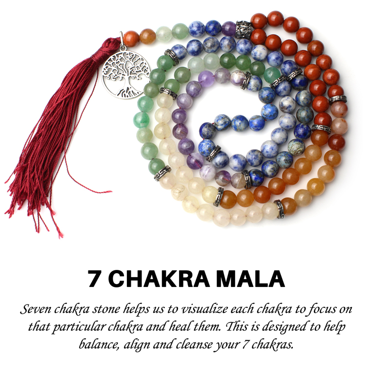 7 Chakra 8mm Mala With Certificate - Remedywala