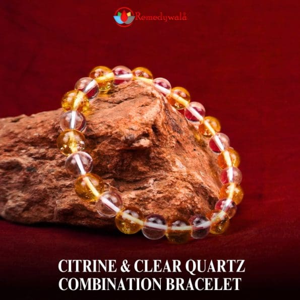 Citrine Clear Quartz Combination Bracelet 8mm