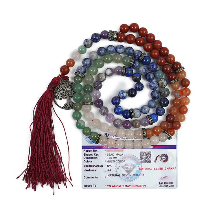 Numeroastro - 7  Seven Chakra Crystal Beads Mala For Crystal Healing &  Meditation For Men & Women (8 MM) (1 Pc)