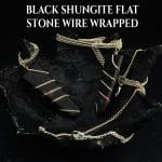 Black Shungite Flat Stone Wire Wrapped Pendant