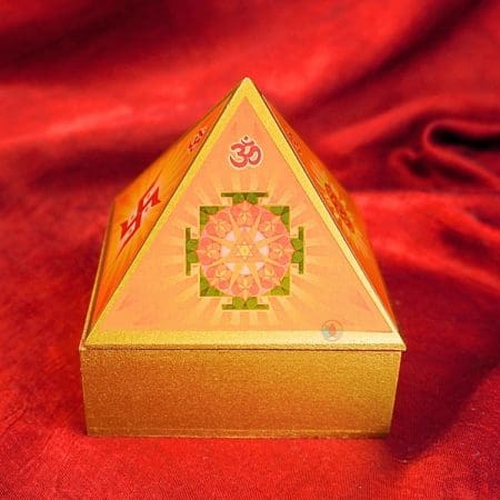 Wooden Pyramid Wish Box Size 4 inch Om Sticker Wish Box