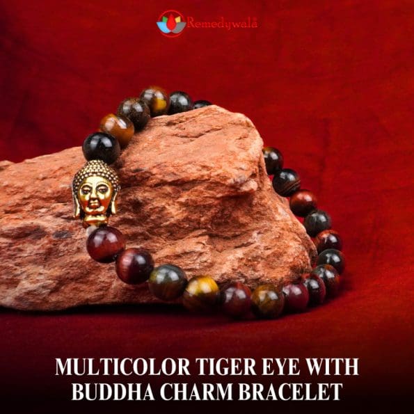 Multicolor Tiger Eye with Buddha Charm Bracelet