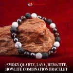 Smoky Quartz, Lava, Hematite, Howlite Combination Bracelet