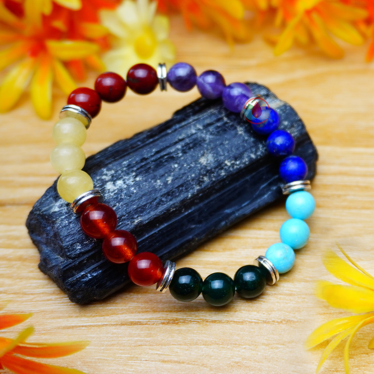 Chakra healing” – Natural stone bracelet, 7 Chakra, zircon coin bracelet –  Crystal boutique