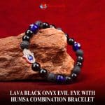 Lava Black Onyx Evil Eye with Humsa Combination Bracelet