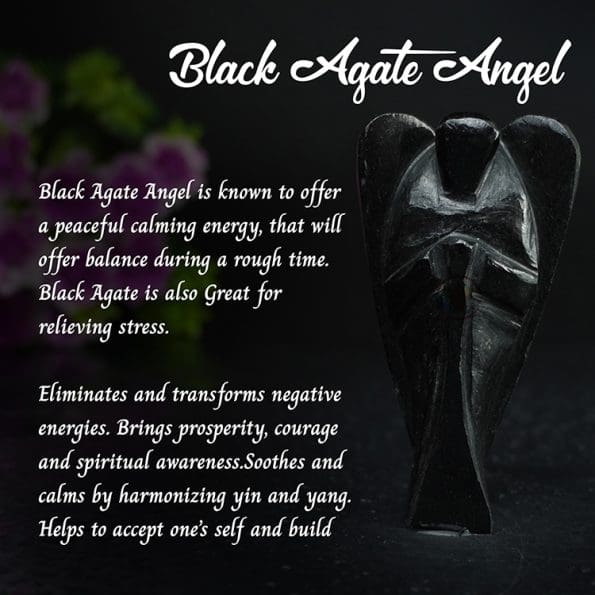 Black Agate Angel (3 Inch) - Remedywala