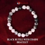 Black Rutile with Charm Bracelet 8mm