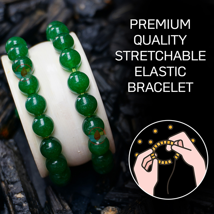 DVISHA Green Jade Bracelet Natural Healing - AAA Grade Original Healing  Gemstone Stretchable Bracelet for Yoga Reiki