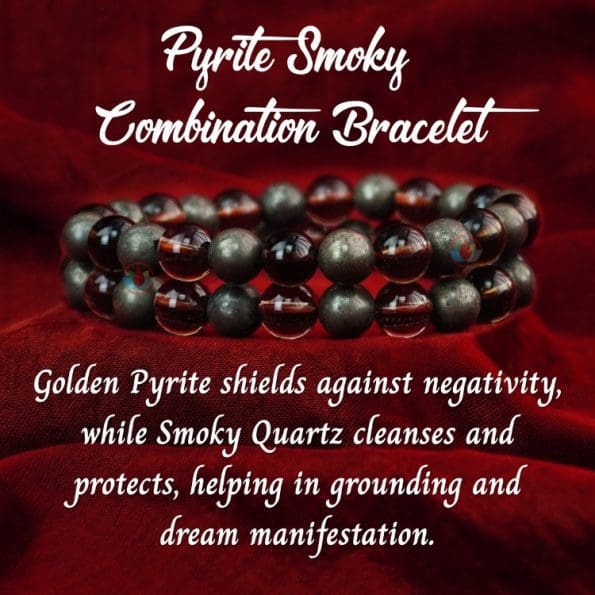 Pyrite and Smoky Quartz Combination Bracelet 8mm