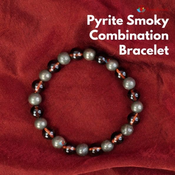 Pyrite and Smoky Quartz Combination Bracelet 8mm