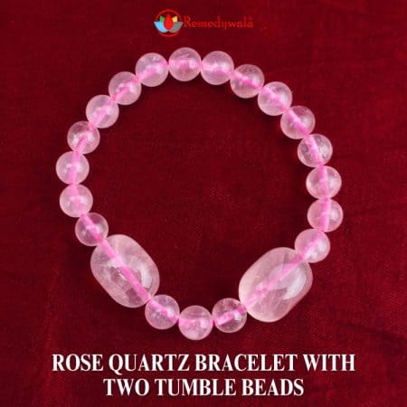 Rose Quartz Bracelet With Two Tumble Beads