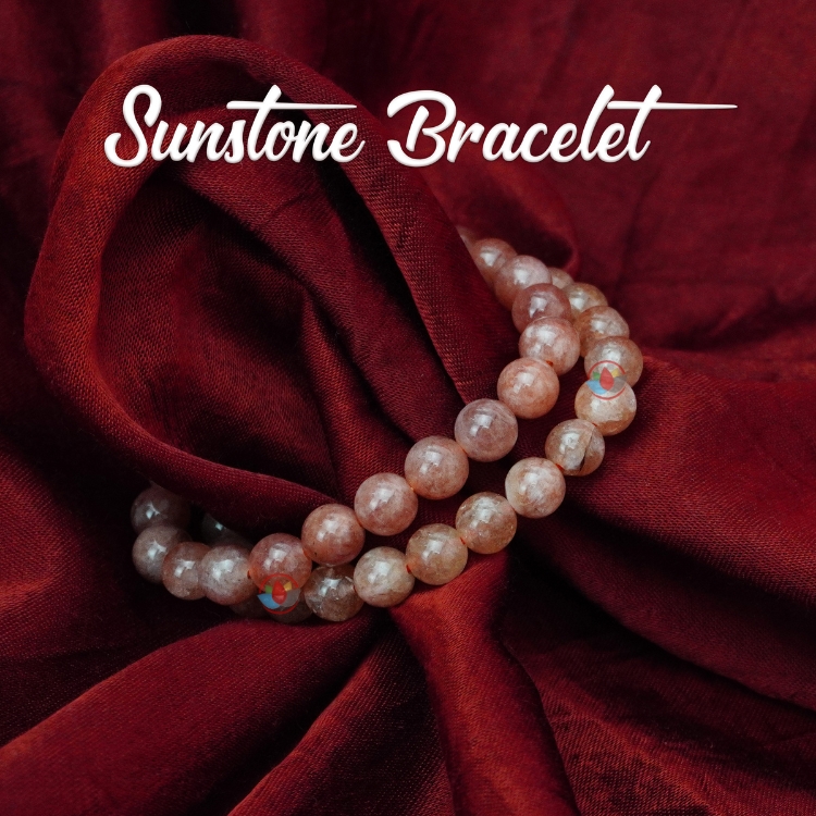 Buy Sunstone Bracelet 12 mm Crystal Stone Bracelet for Reiki Healing and  Crystal Healing Stone Bracelet (Color : Peach) | Globally