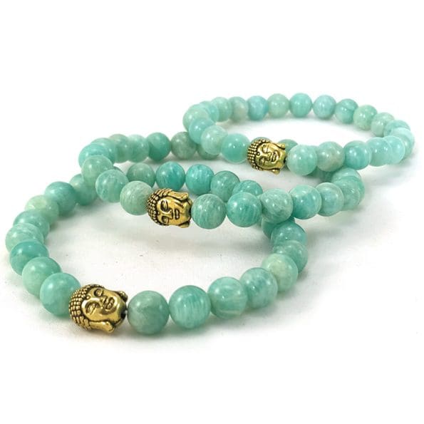 Amazonite with Buddha Charm Bracelet 8mm