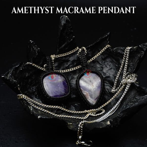 Amethyst Macrame Pendant