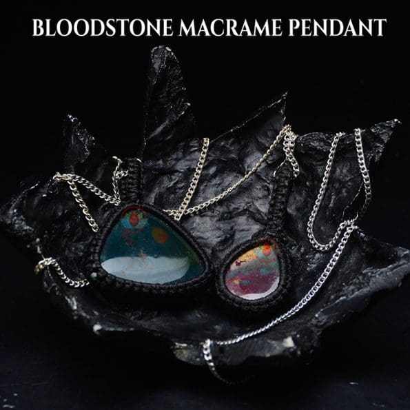 Bloodstone Macrame Pendant