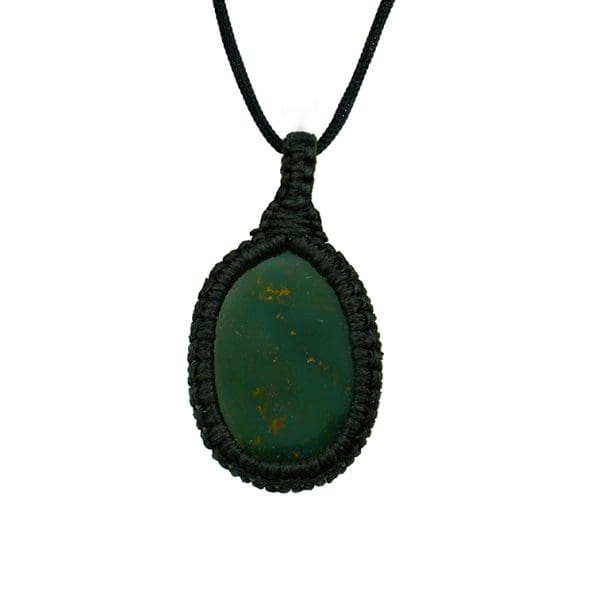 Bloodstone Macrame Pendant