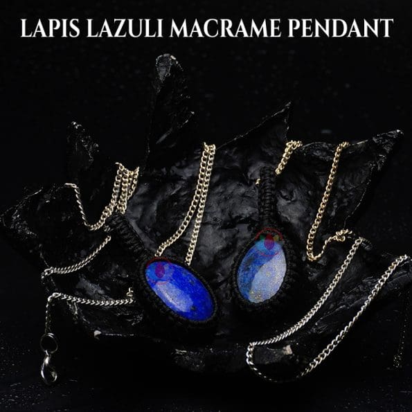 Lapis Lazuli Macrame Pendant