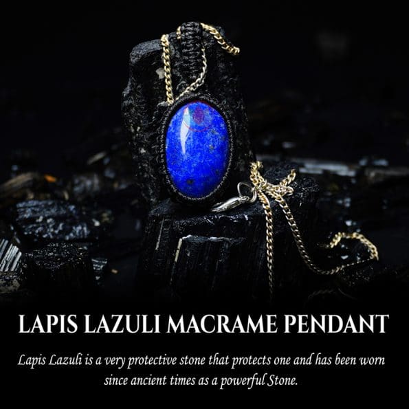 Lapis Lazuli Macrame Pendant