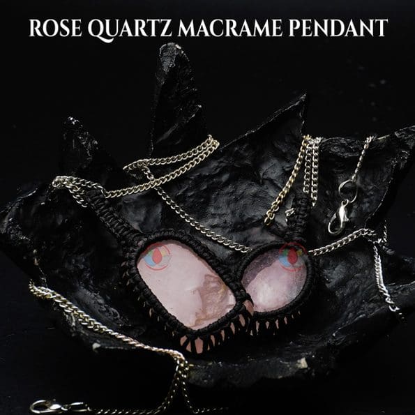 Rose Quartz Macrame Pendant