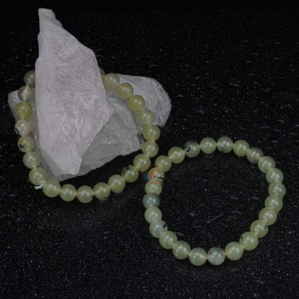 Prehnite Bracelet 8mm, Light Green color Prehnite Bracelet for unconditional love