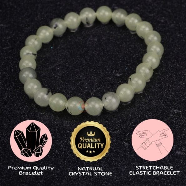 Prehnite Bracelet 8mm, Light Green color Prehnite Bracelet for unconditional love