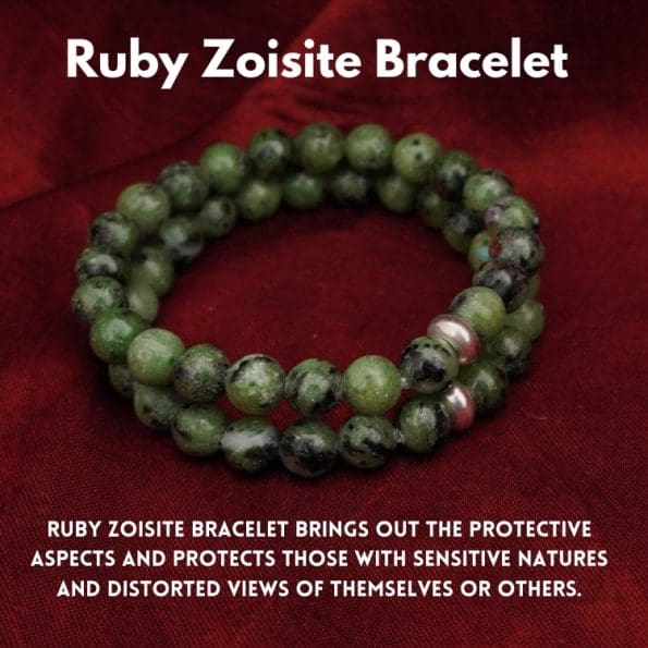 Ruby Zoisite Bracelet 8mm single Bracelet, Ruby Zoisite stone, Green color