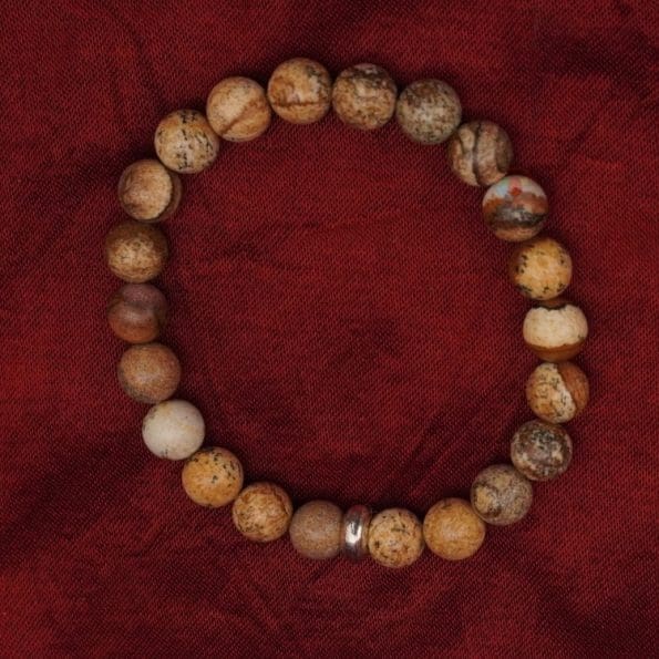 Picture Jasper Bracelet 8mm single Bracelet, Picture Jasper stone, Brown color.