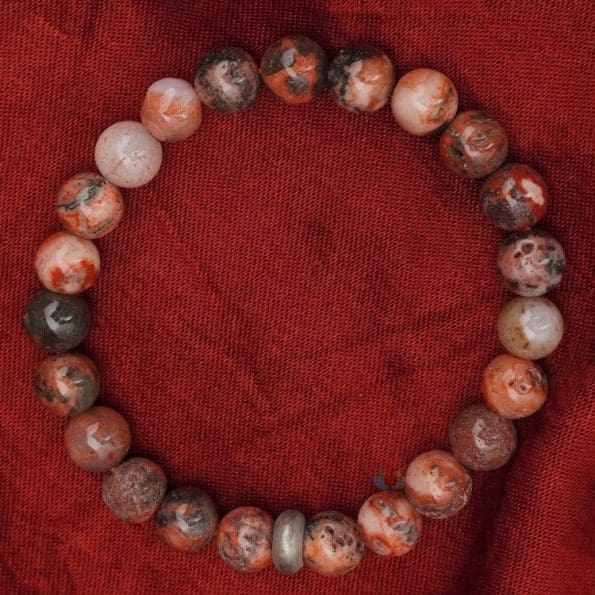 Fire Agate Bracelet 8mm single Bracelet, Fire Agate stone, Orange and Red color