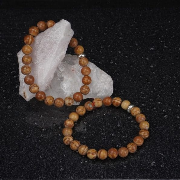 Camel Jasper Bracelet 8mm single Bracelet, Camel Jasper stone, Yellow color.