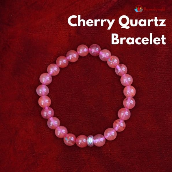 Cherry Quartz Bracelet 8mm single Bracelet, Cherry Quartz stone, Pink color.