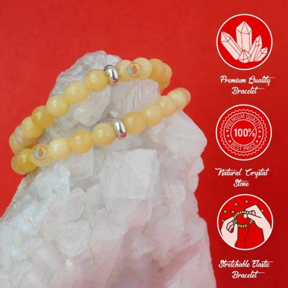 Yellow Calcite Bracelet 8mm single Bracelet, Yellow Calcite Stone, Yellow color.