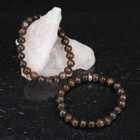 Bronzite Bracelet 8mm single Bracelet, Bronzite stone, Brown color.