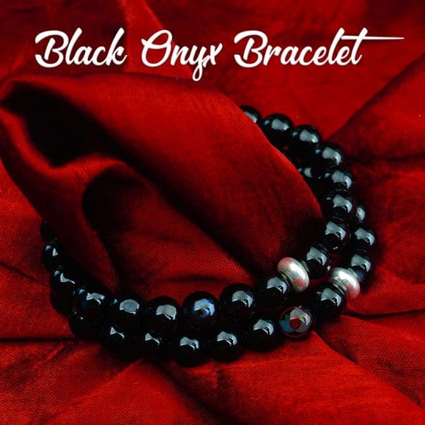 Remedywala Black Onyx Bracelet 8mm single Bracelet, Black Onyx stone, Black color.