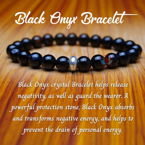 Remedywala Black Onyx Bracelet 8mm single Bracelet, Black Onyx stone, Black color.