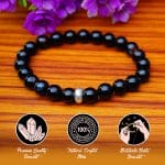 Remedywala Black Onyx Bracelet 8mm single Bracelet, Black Onyx stone, Black color.