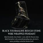 Black Tourmaline Rough Stone Wire Wrapped Pendant