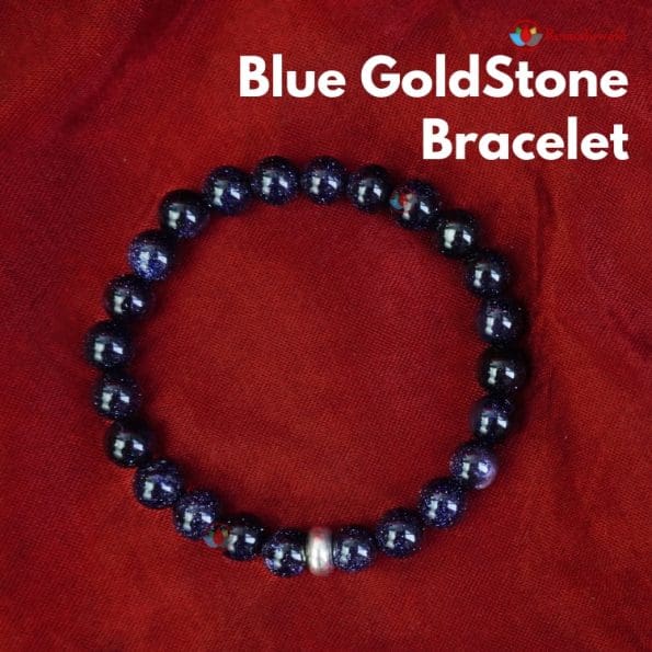 Blue Goldstone Bracelet 8mm single Bracelet, Blue Goldstone stone, Blue color