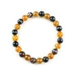 Citrine and Sulemani combination Bracelet 8mm single Bracelet, Citrine and Sulemani stones, Yellow and Black color.