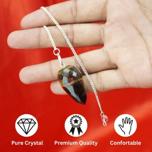 Tiger Eye Diamond Cut Crystal Pendulum