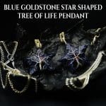 Blue Goldstone Star Shape Tree of Life Pendant