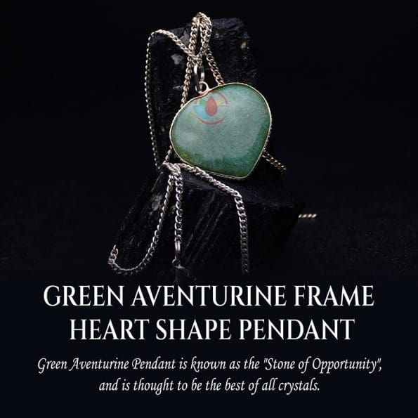 Green Aventurine Frame Heart Shape Pendant