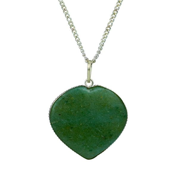 Green Aventurine Frame Heart Shape Pendant