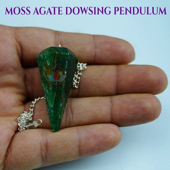 Moss Agate Crystal Dowsing Pendulum