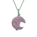 Rose Quartz Half Moon Tree of Life Pendant