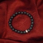 Black Matte Bracelet 8mm single Bracelet, Black Matte Bracelet with Ring Charm